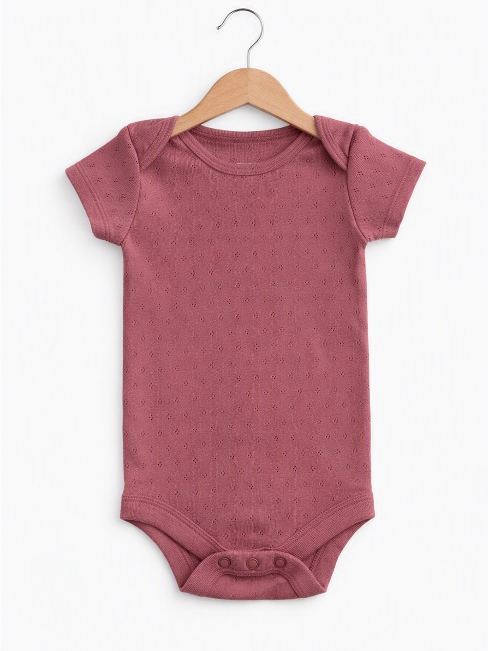 10/$15 George Dusty Rose Dotted Eyelet Knit Bodysuit Size 0-3